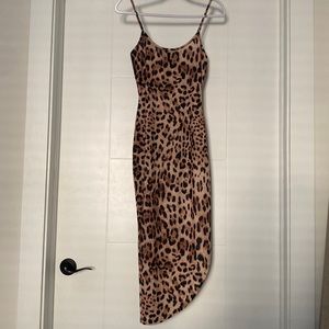 Missguided leopard high side body con dress